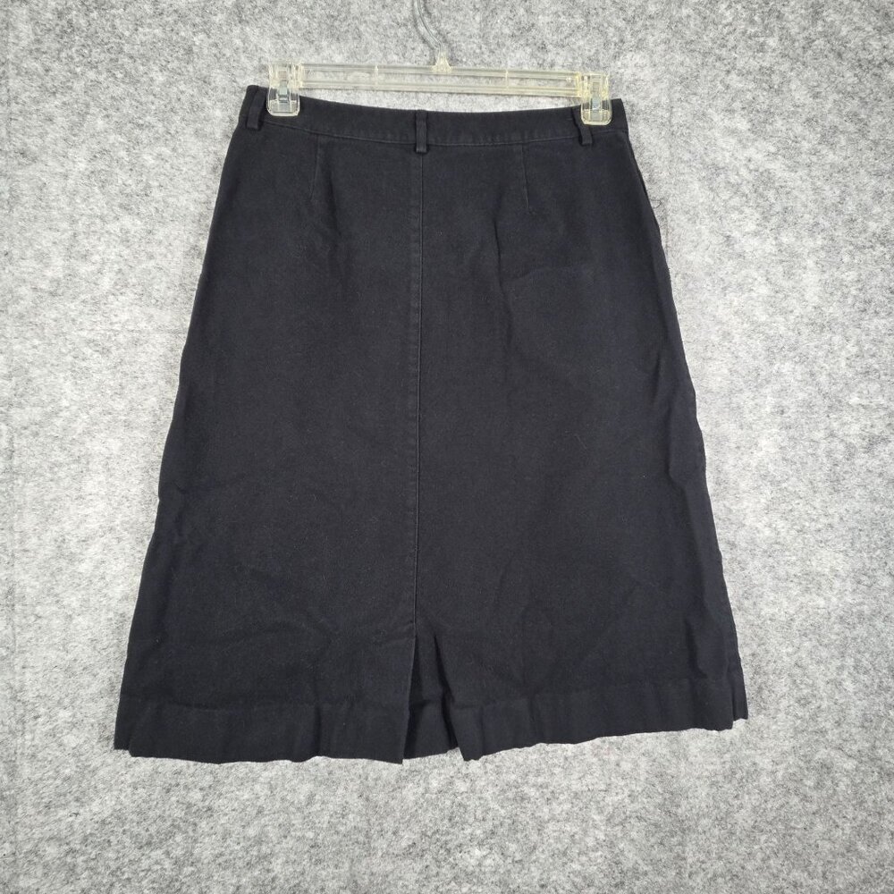 L.L. Bean Women’s Classic Fit Skirt Black Size 8 Button Front Preppy Academia - Picture 5 of 9